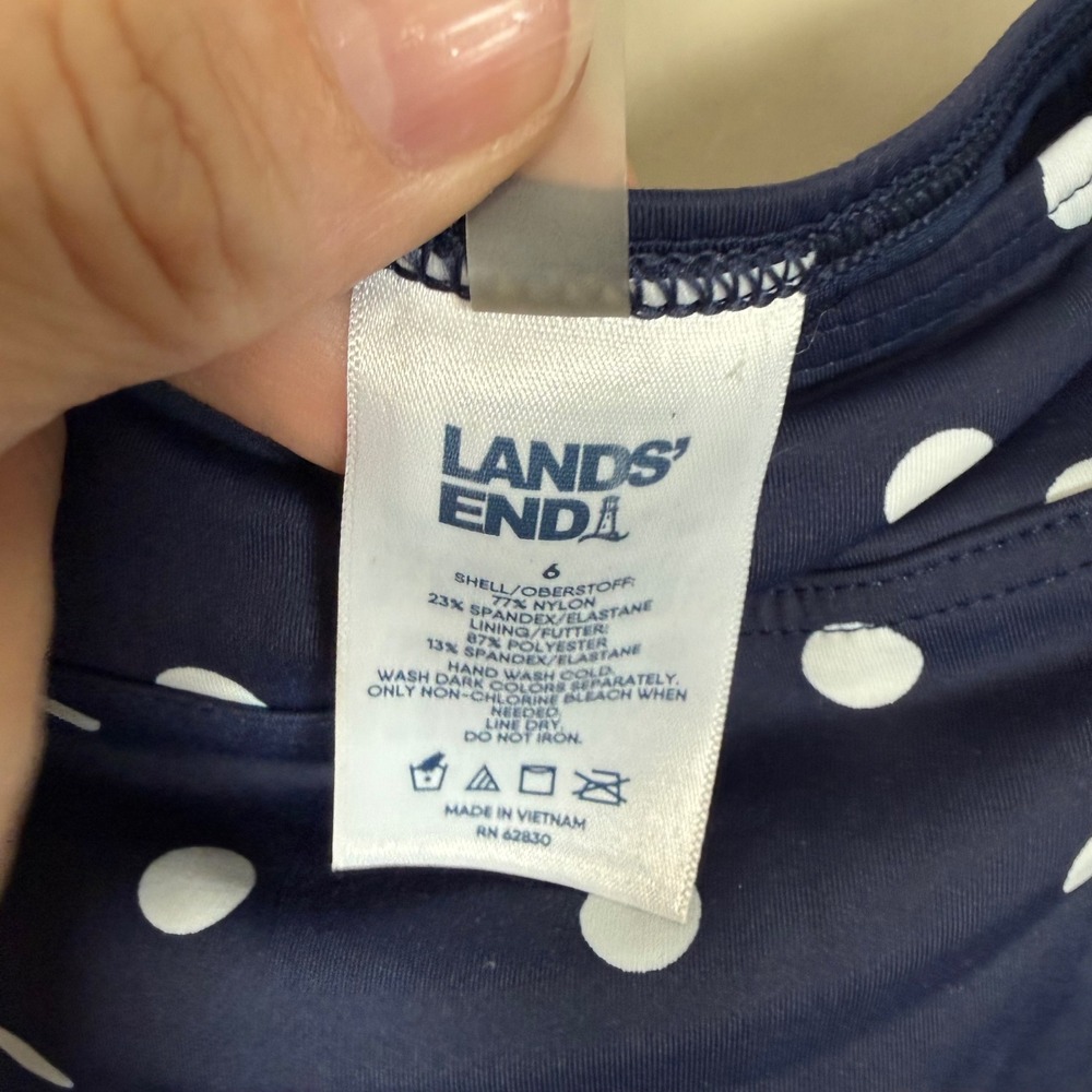 Lands' End Navy White Polka Dot Bikini Bottom Size 6 - Picture 3 of 6